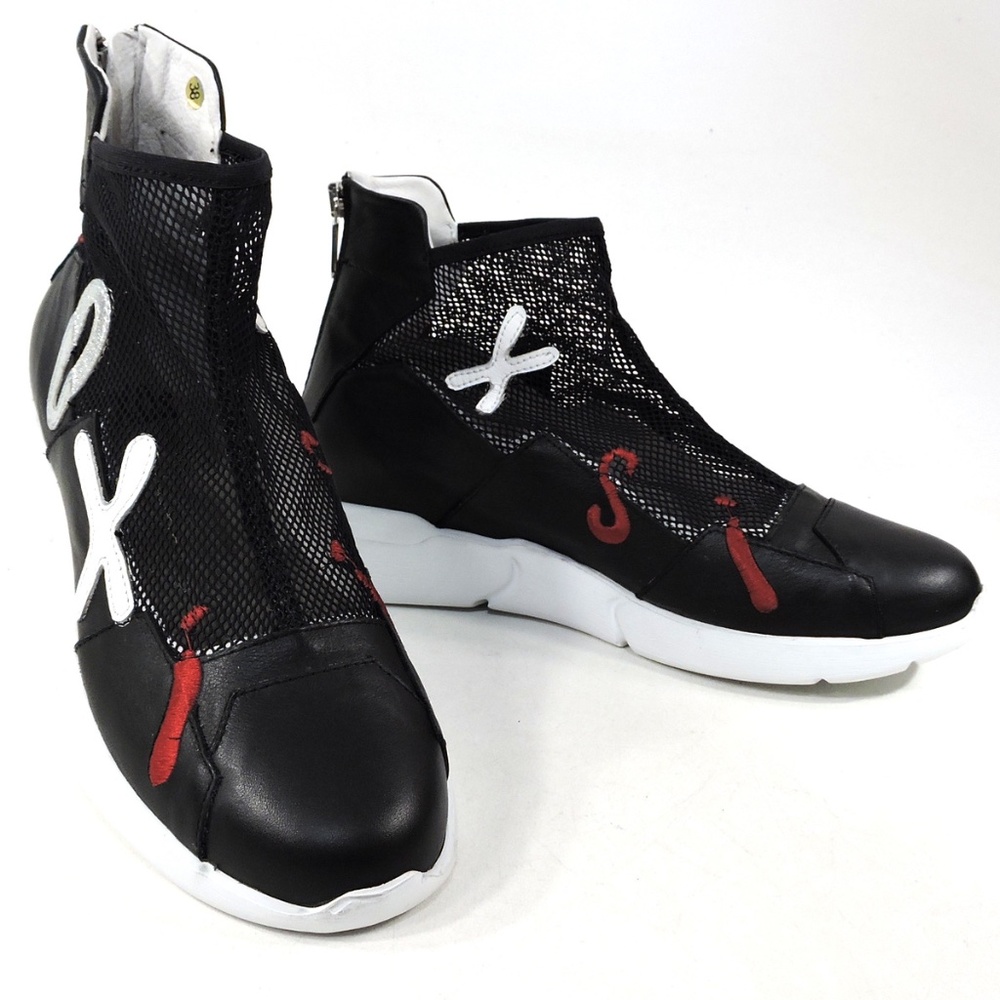 IXOS 🇮🇹 BLACK SOFT LEATHER COMFORT SUMMER FASHION SNEAKERS